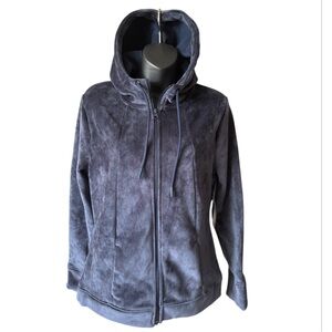 NWT Emily B Velour Hoodie Jacket. Blue. Size M